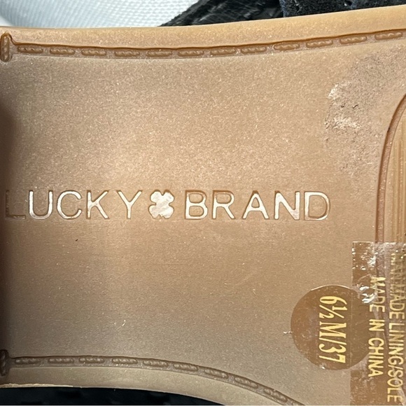 LUCKY BRAND Nacria Black Suede Peep Toe Ankle Booties Sandals Shoes Size 6.5M - Picture 11 of 16